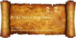 Kránitz Katinka névjegykártya